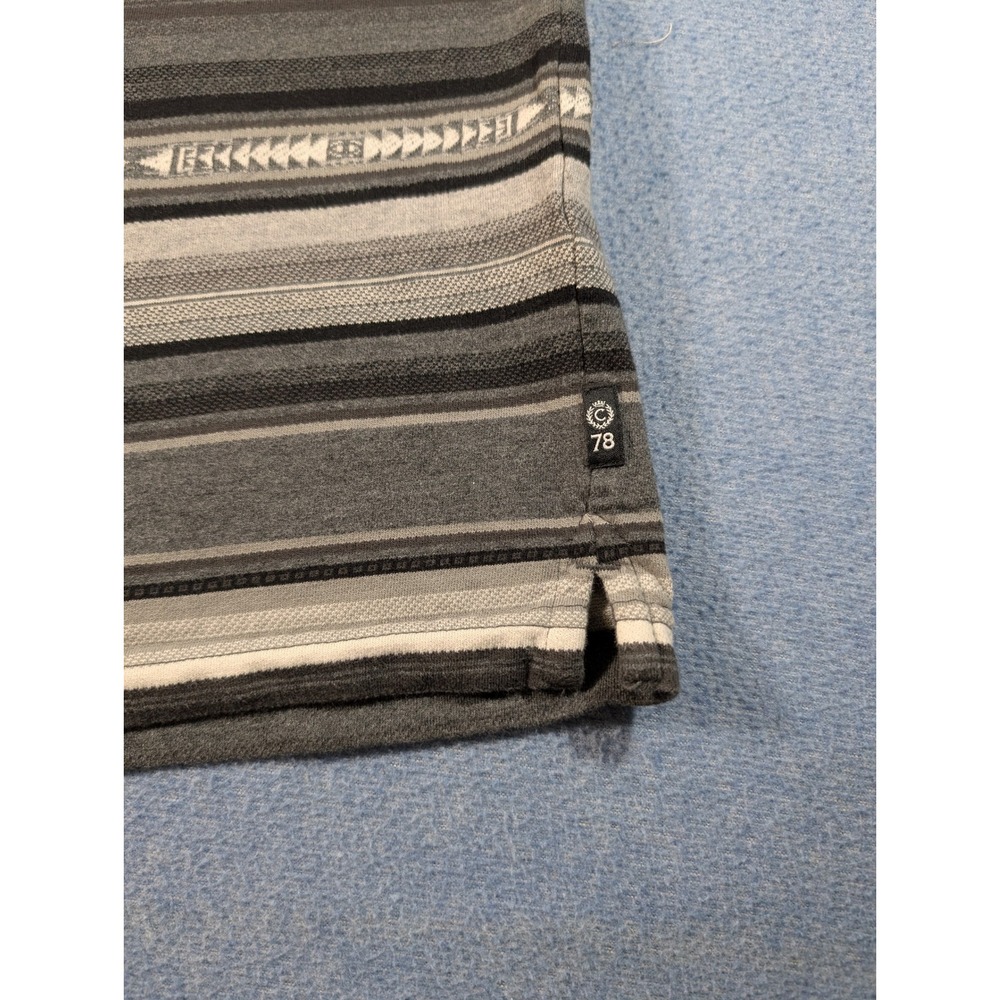 Chaps Mens XL Polo Shirt Grey Black Striped Southwestern Geometric Cotton S/S - Picture 4 of 9